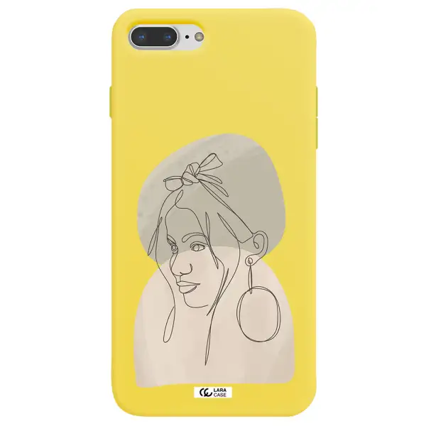 Abstract Female Face Line Art Apple iPhone 8 plus Silicone canary yellow Case