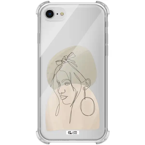 Abstract Female Face Line Art Apple iPhone se 2020 Clear PC Case