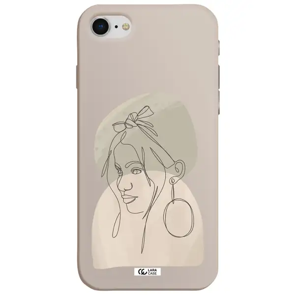 Abstract Female Face Line Art Apple iPhone se 2020 Silicone Stone Case