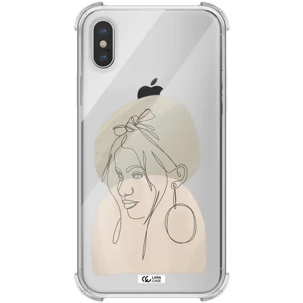 Abstract Female Face Line Art Apple iPhone X Clear PC Case