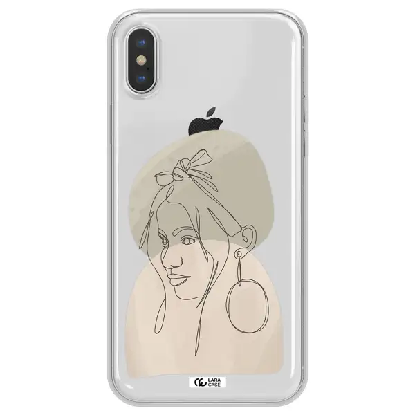 Abstract Female Face Line Art Apple iPhone X Clear TPU Case
