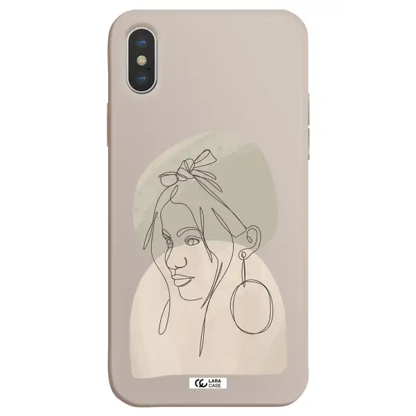 Abstract Female Face Line Art Apple iPhone X Silicone Stone Case