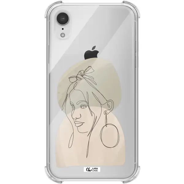 Abstract Female Face Line Art Apple iPhone XR Clear PC Case