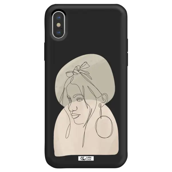 Abstract Female Face Line Art Apple iPhone XS max Silicone black Case