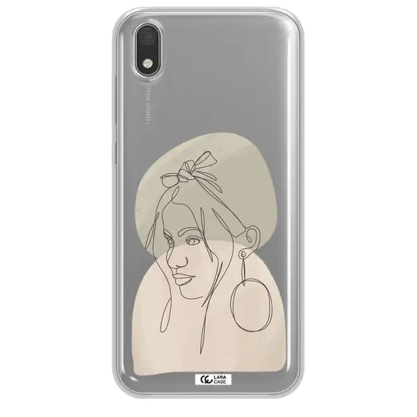 Abstract Female Face Line Art Huawei Honor 8S Clear TPU Case
