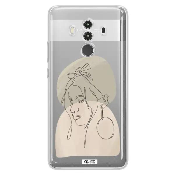 Abstract Female Face Line Art Huawei Mate 10 Clear TPU Case