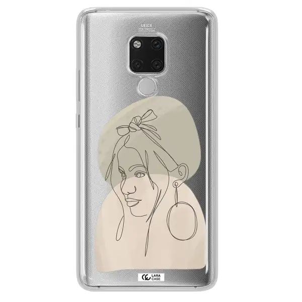 Abstract Female Face Line Art Huawei Mate 20X Clear TPU Case