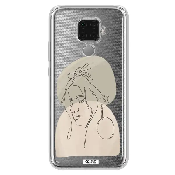 Abstract Female Face Line Art Huawei Mate 30 Lite Clear TPU Case