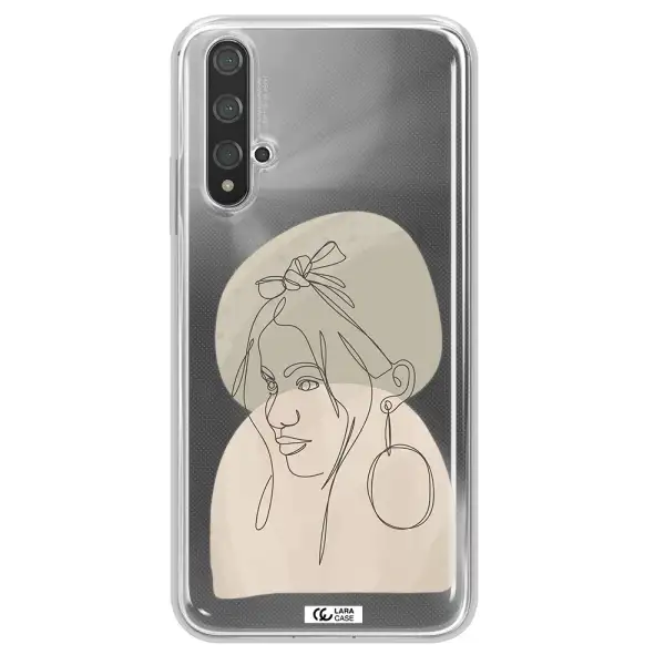 Abstract Female Face Line Art Huawei Nova 5t Clear TPU Case