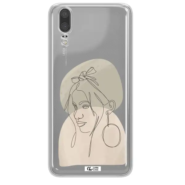 Abstract Female Face Line Art Huawei P20 Clear TPU Case