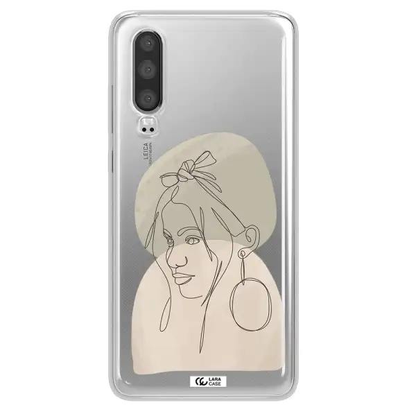 Abstract Female Face Line Art Huawei P30 Clear TPU Case