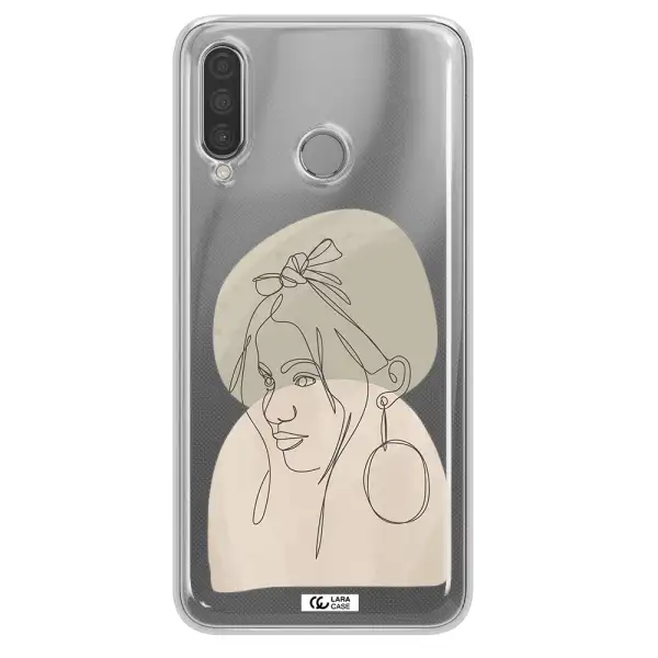 Abstract Female Face Line Art Huawei P30 Lite Clear TPU Case