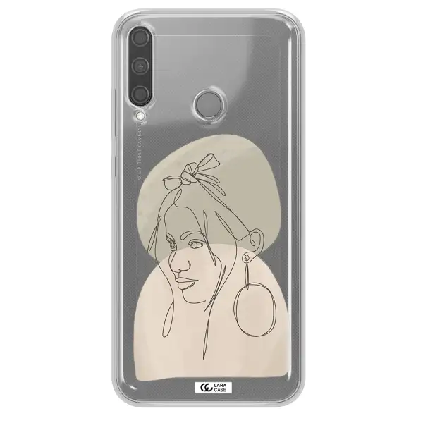 Abstract Female Face Line Art Huawei P40 Lite E Clear TPU Case