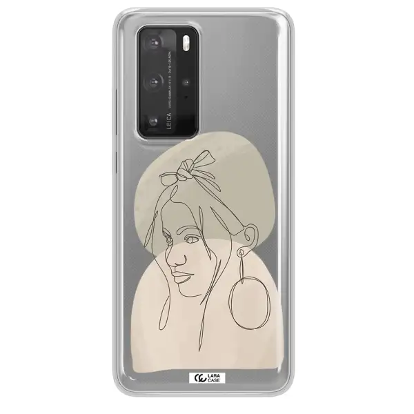 Abstract Female Face Line Art Huawei P40 Pro Clear TPU Case