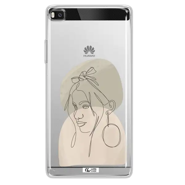Abstract Female Face Line Art Huawei P8 Clear TPU Case
