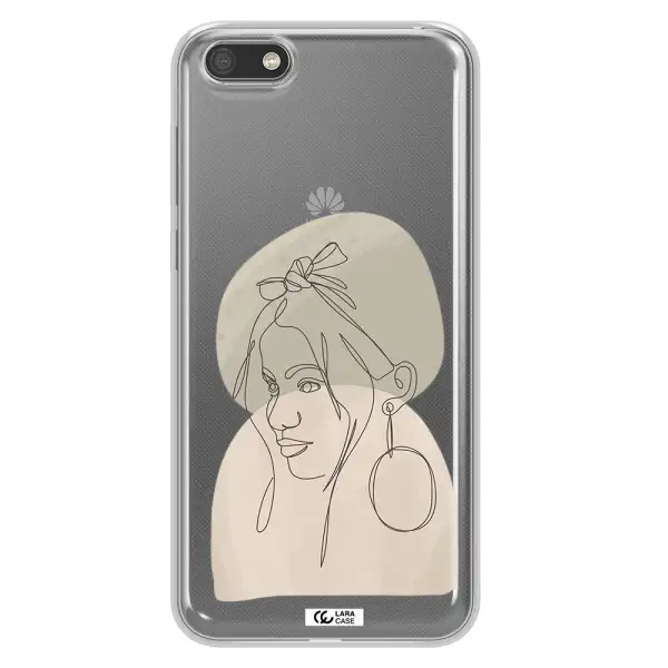 Abstract Female Face Line Art Huawei Y5 2018 Clear TPU Case