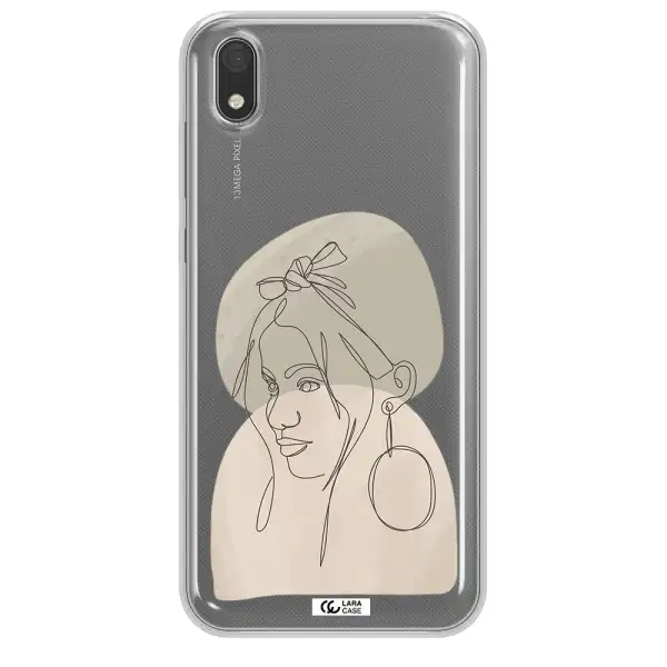 Abstract Female Face Line Art Huawei Y5 2019 Clear TPU Case