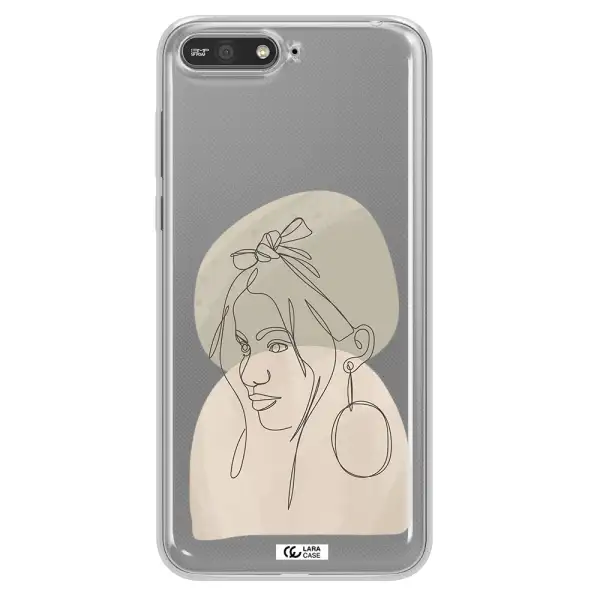 Abstract Female Face Line Art Huawei Y6 2018 Clear TPU Case