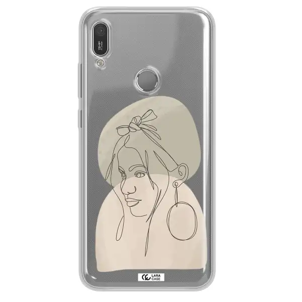 Abstract Female Face Line Art Huawei Y6 2019 Clear TPU Case