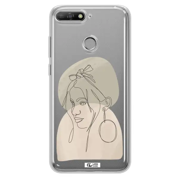 Abstract Female Face Line Art Huawei Y6 Prime 2018 Clear TPU Case