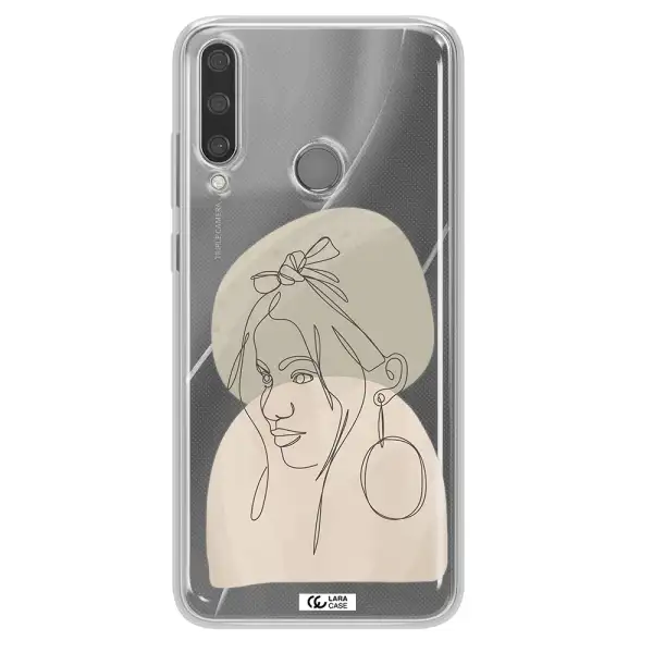 Abstract Female Face Line Art Huawei Y6P Clear TPU Case