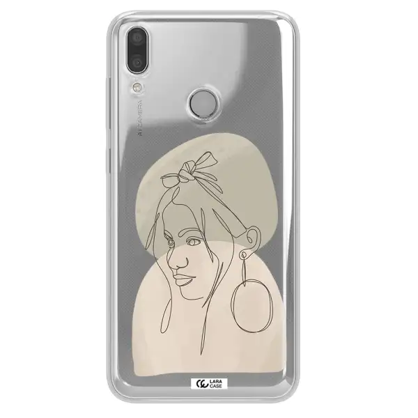 Abstract Female Face Line Art Huawei Y9 2019 Clear TPU Case