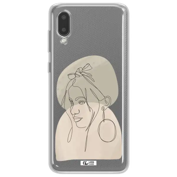 Abstract Female Face Line Art Samsung A02 Clear TPU Case