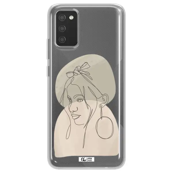 Abstract Female Face Line Art Samsung A02S Clear TPU Case