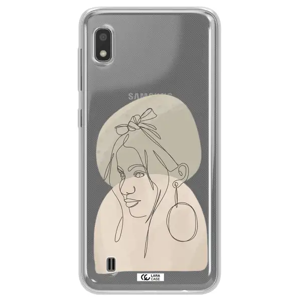 Abstract Female Face Line Art Samsung A10 Clear TPU Case