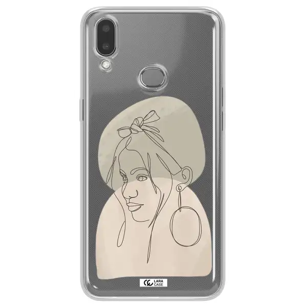 Abstract Female Face Line Art Samsung A10S Clear TPU Case