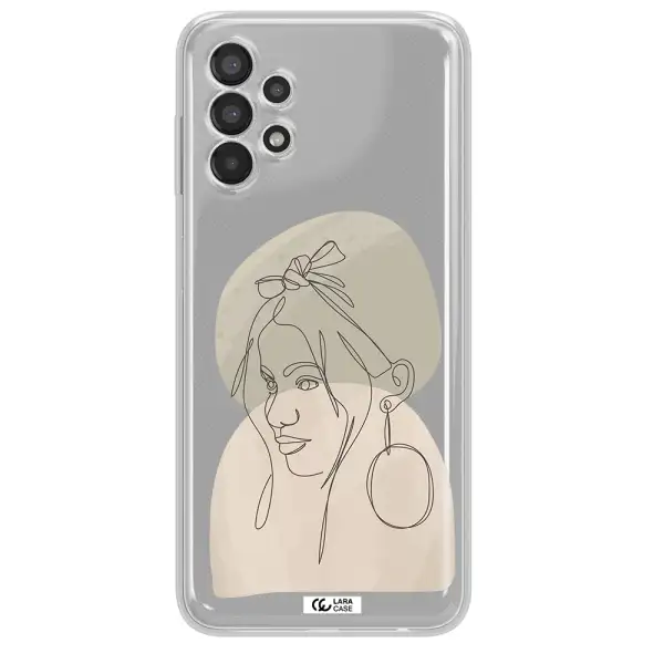 Abstract Female Face Line Art Samsung A13 Clear TPU Case