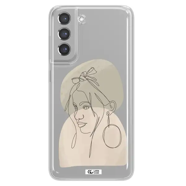 Abstract Female Face Line Art Samsung A21 Fe Clear TPU Case