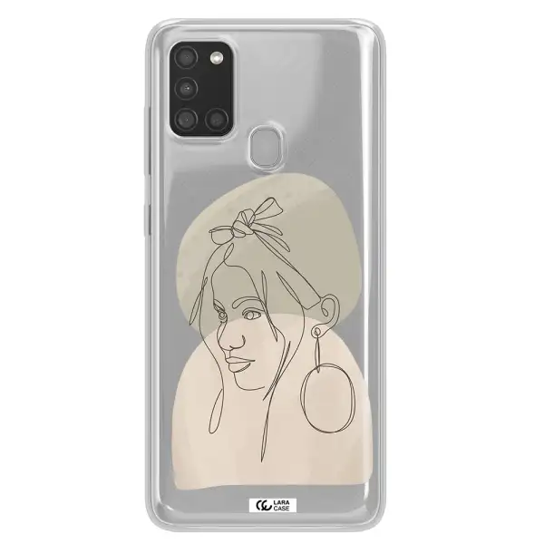 Abstract Female Face Line Art Samsung A21S Clear TPU Case