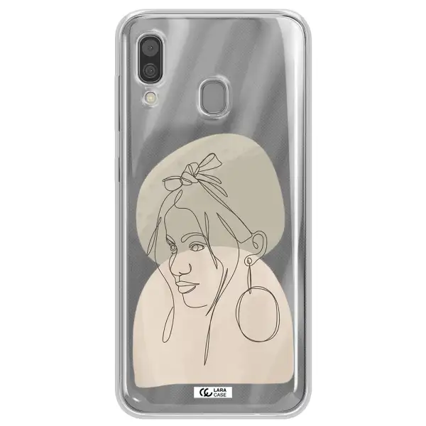 Abstract Female Face Line Art Samsung A30 Clear TPU Case