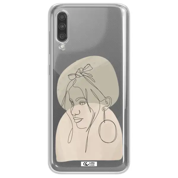 Abstract Female Face Line Art Samsung A30S Clear TPU Case