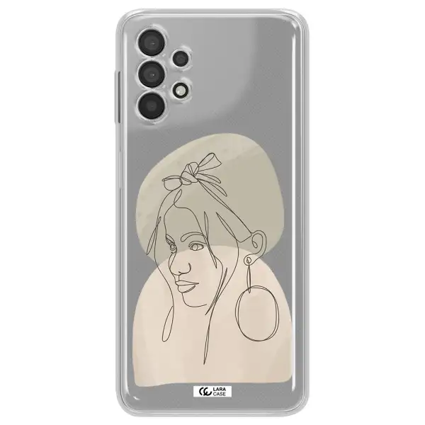 Abstract Female Face Line Art Samsung A32 Clear TPU Case