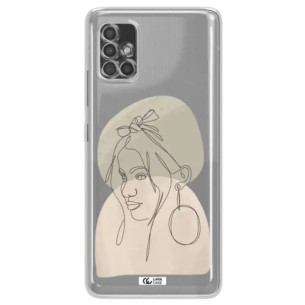 Abstract Female Face Line Art Samsung A40S Clear Tpu Case