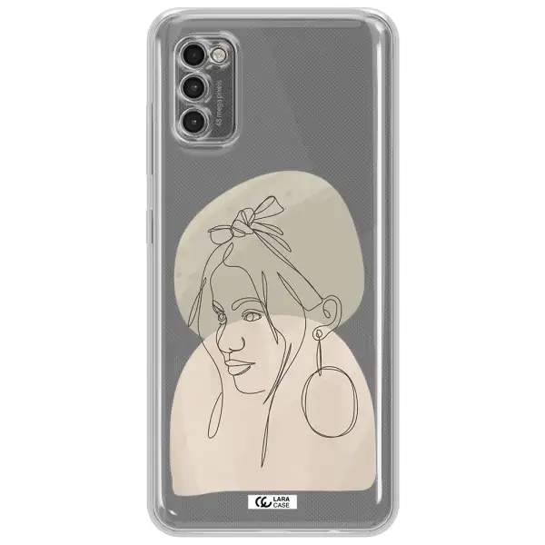 Abstract Female Face Line Art Samsung A41 Clear Tpu Case