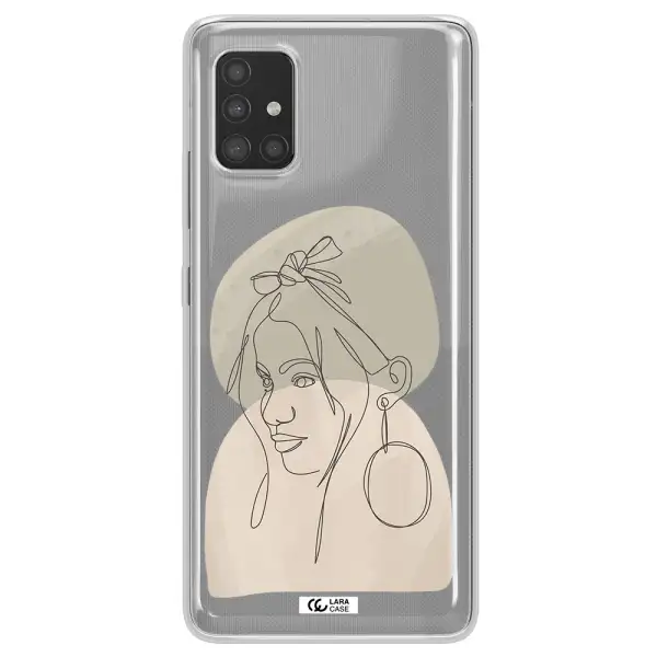 Abstract Female Face Line Art Samsung A51 Clear TPU Case