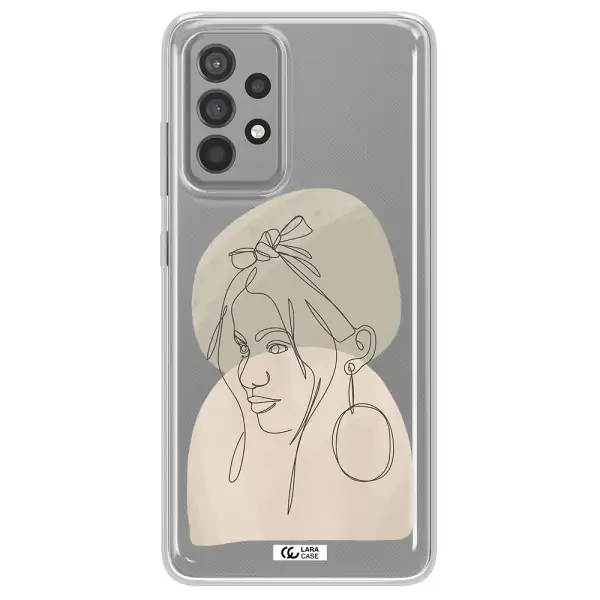Abstract Female Face Line Art Samsung A52 Clear TPU Case
