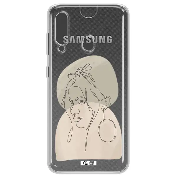 Abstract Female Face Line Art Samsung A60 Clear TPU Case