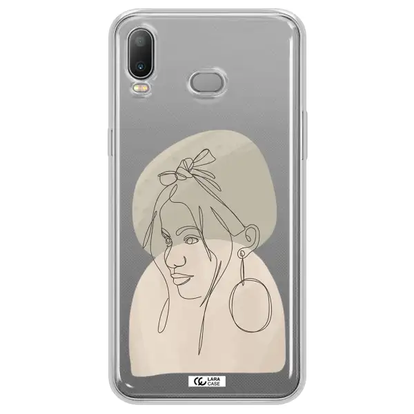 Abstract Female Face Line Art Samsung A6S Clear TPU Case