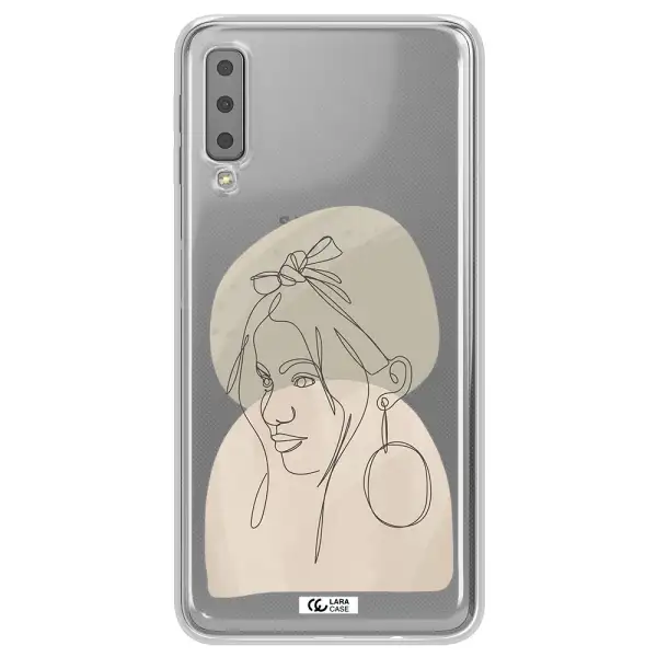 Abstract Female Face Line Art Samsung A7 2018 Clear TPU Case
