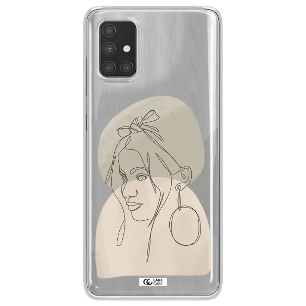 Abstract Female Face Line Art Samsung A71 Clear TPU Case