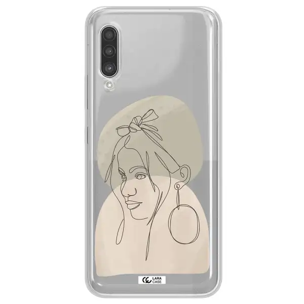 Abstract Female Face Line Art Samsung A90 Clear TPU Case