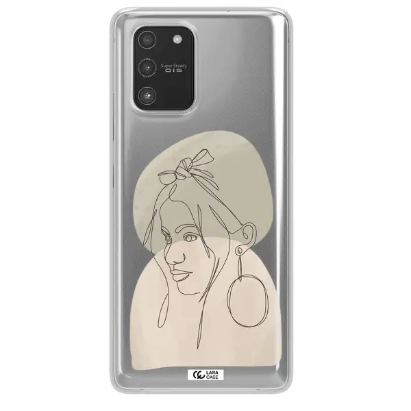 Abstract Female Face Line Art Samsung A91 Clear TPU Case