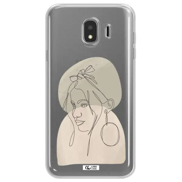 Abstract Female Face Line Art Samsung J4 Clear TPU Case