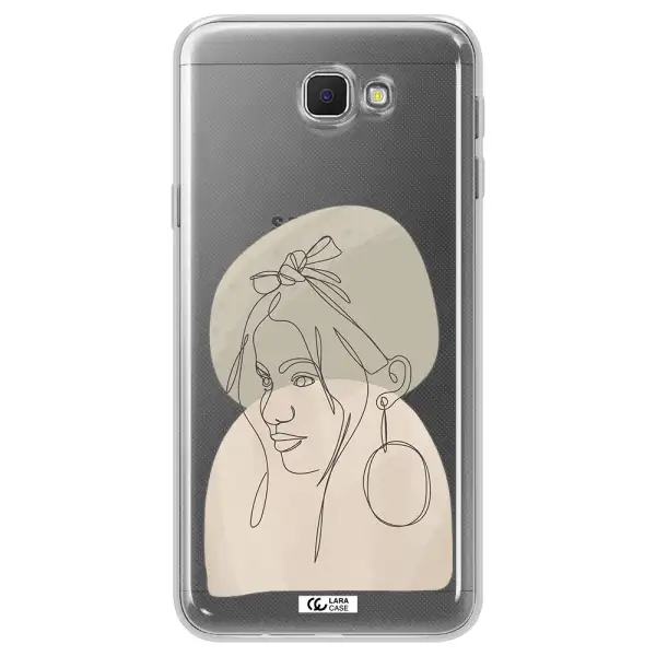 Abstract Female Face Line Art Samsung J5 Prime Clear TPU Case