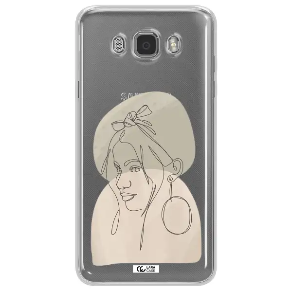 Abstract Female Face Line Art Samsung J7 2016 Clear TPU Case