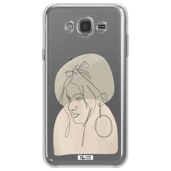 Abstract Female Face Line Art Samsung J7 Clear TPU Case